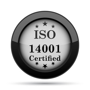 Iso14001 图标。白色背景上的互联网按钮
