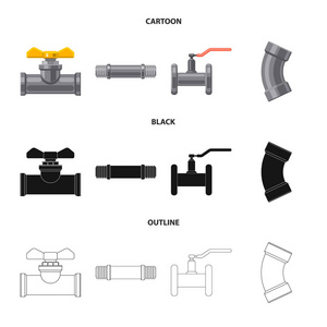 管道和管图标的矢量插图。库存管道和管道矢量图标的收集