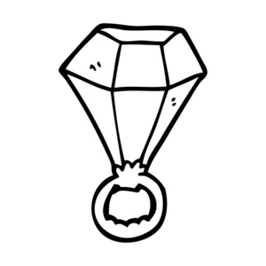 线条画动画片红色红宝石戒指图片