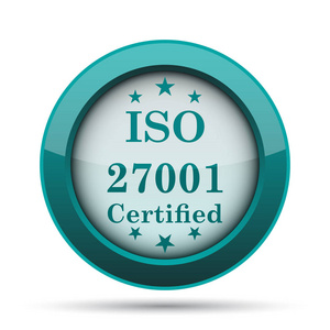 Iso 27001 图标。白色背景上的互联网按钮