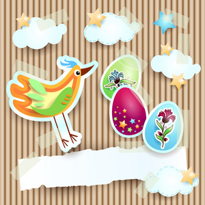 复活节背景与禽 蛋和横幅