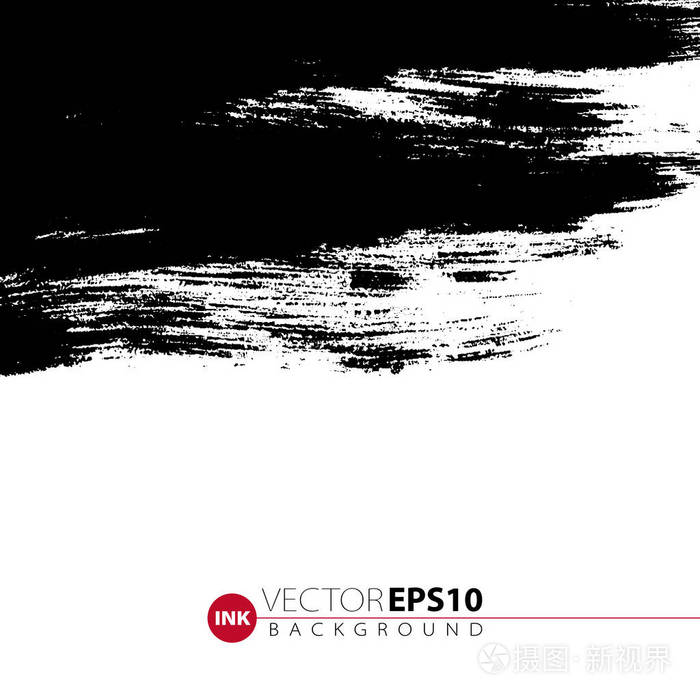 矢量手绘墨刷染色.单色画笔画.刷黑色着色漆.单色艺术背景.