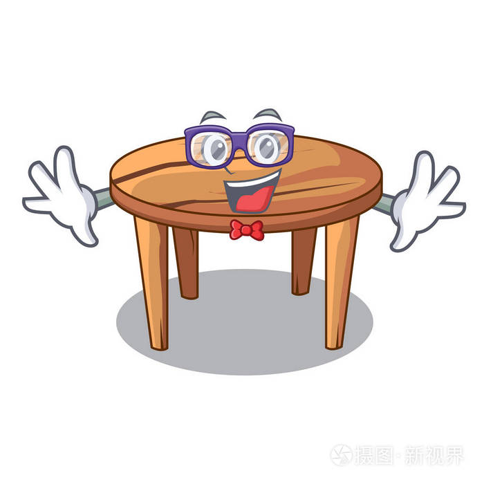 在咖啡厅的怪胎动画片圆形木桌