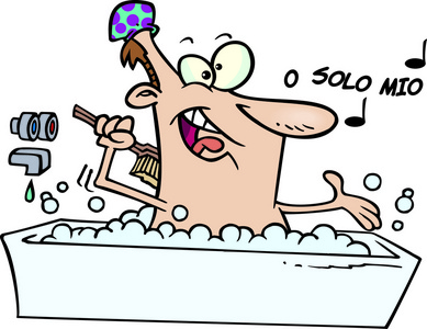 卡通男人洗澡图片