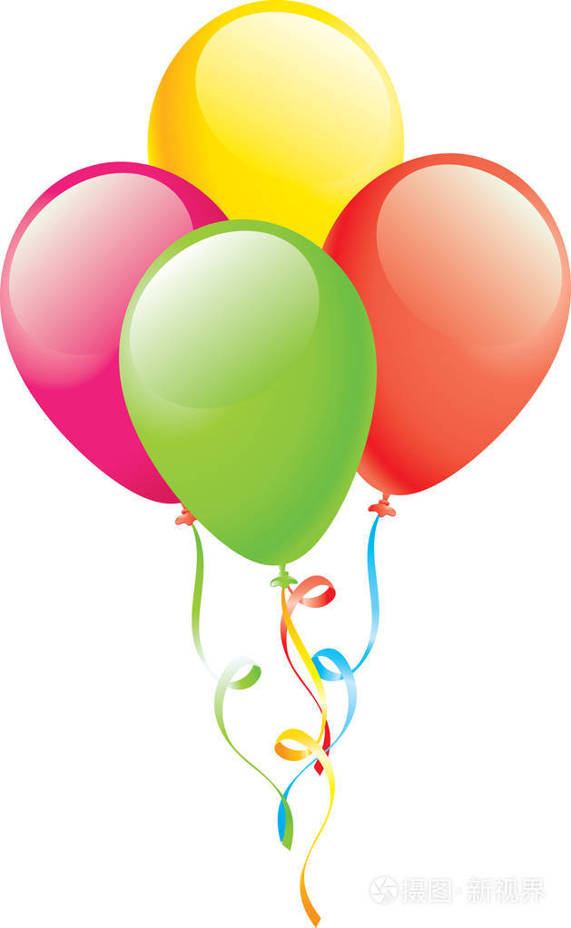 四4气球彩色气球光泽矢量eps10