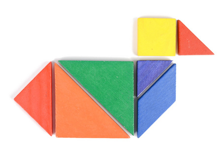 几何的狮子七片白色背景上的拼图摄影图