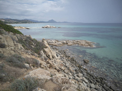 撒丁岛南部的斯科吉奥迪佩皮诺海滩全景