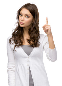 半身人像的女人注意手势照片