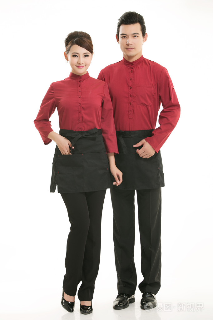 服装占领中国服务员穿着白色背景