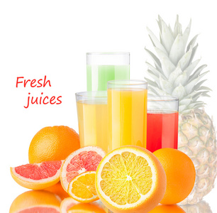 鲜榨果汁与水果图片