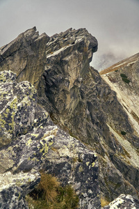 塔特拉山山脉的美丽全景, 在初秋, 北斯洛伐克, Predne 索里斯科