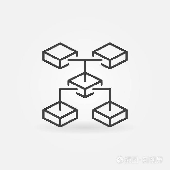 薄型区块链和金融科技矢量图标