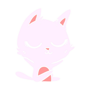 平静的扁平颜色风格动画片猫