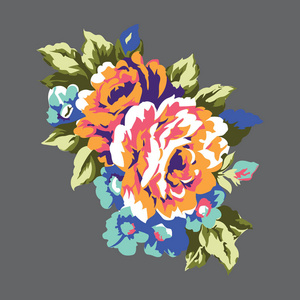 复古玫瑰设计元素, 经典花卉装饰插图