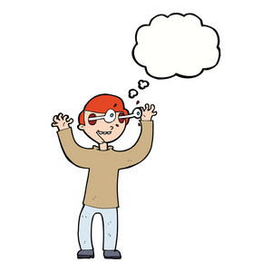 冒出与思想泡泡的脑袋上长眼睛卡通人照片