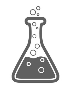 实验室图标。灰色标志瓶查出在白色背景。科学符号和化学实验室研究。向量