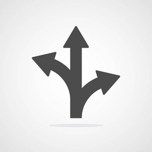 三通方向箭头标志. 矢量.