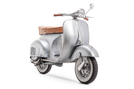 葡萄酒 1961 vbb 150 vespa 滑板车查出在白色背景