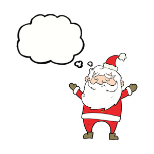 卡通快乐圣诞老人与思想泡泡