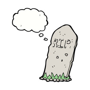 卡通幽灵般坟墓与思想泡泡照片