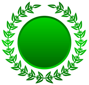 矢量插画的绿色桂冠矢量插画的金牌中国生肖卡通风格的可爱猪, 矢量