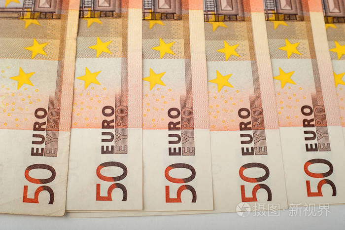 欧元的钱。纸币