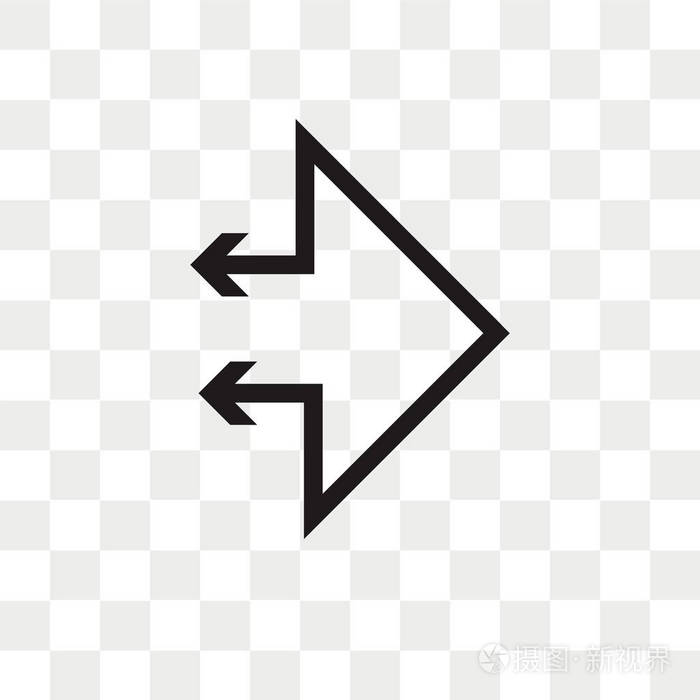 左箭头矢量图标在透明背景上隔离左