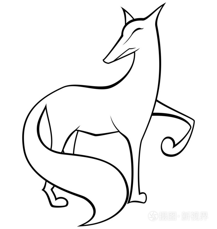 黑色和白色狐狸矢量插画-正版商用图片0anmko-摄图新视界