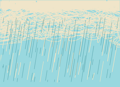 矢量手绘图像与乌云在潮湿的一天照片