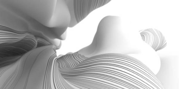 抽象背景 流体和有机白色形状与原始 3d 渲染的黑色条纹