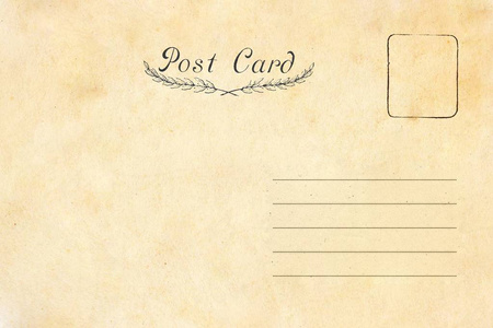 与脏斑点的空白明信片的背面照片