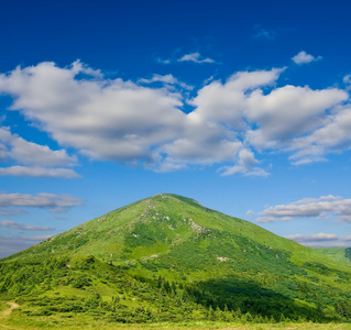 绿色的圆锥形山