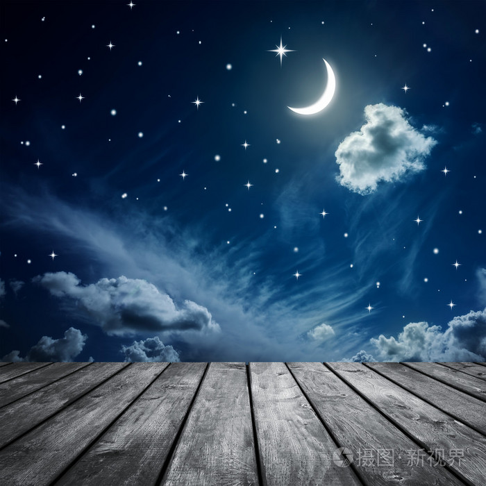 夜空与星星和月亮