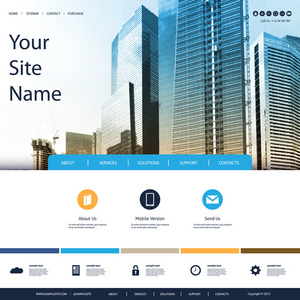 您的业务与摩天大楼背景的的网站设计