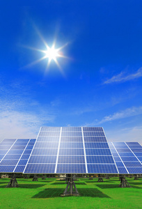太阳能电池板与绿草