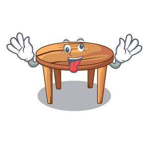在吉祥物查出的疯狂的木桌