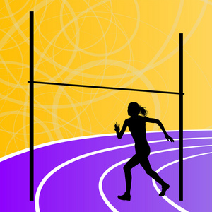 跳高剪影跳高田径活跃妇女女孩运动剪影概念我照片