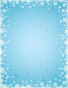 蓝色圣诞节背景与白色雪花框架, 向量例证