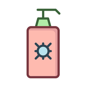 洗发水瓶扁平图标, 矢量, 插图