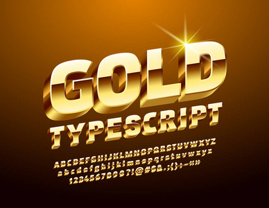 矢量酷3d 黄金类型脚本。一套豪华字母数字和符号