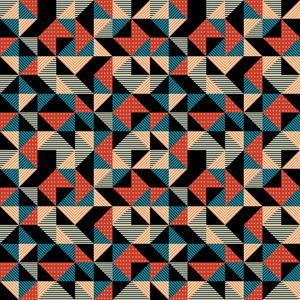 无缝的热几何图案与三角形抽象孟菲斯复古风格