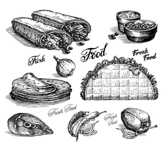 快餐食品矢量 logo 设计模板。饼或炸饼的图标