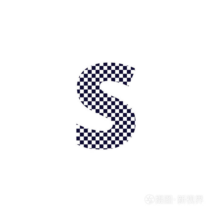 s 检查器图案字母徽标设计.黑白方格徽标字母图标向量设计