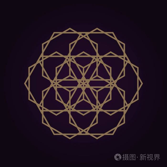 曼陀罗神圣几何学金色抽象图案矢量插图