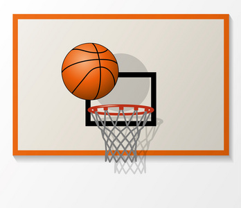 格里芬扣篮矢量篮球网和篮板套,球在篮筐扣篮照片