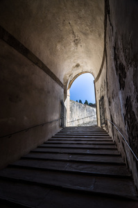 石走廊与楼梯在意大利佛罗伦萨皮蒂宫