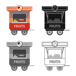独立的市场对象和外部图标。收集市场和食品矢量图标的股票