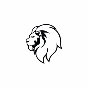愤怒的狮子头黑色和白色标志, 标志, 矢量设计