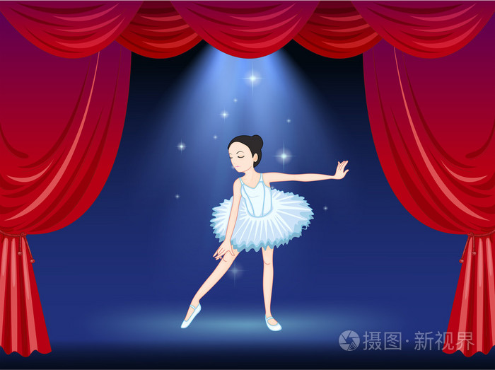 一个芭蕾舞演员在舞台跳舞