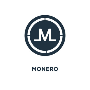 Monero 图标。黑色填充矢量图。白色背景上的 Monero 符号。可用于网络和移动